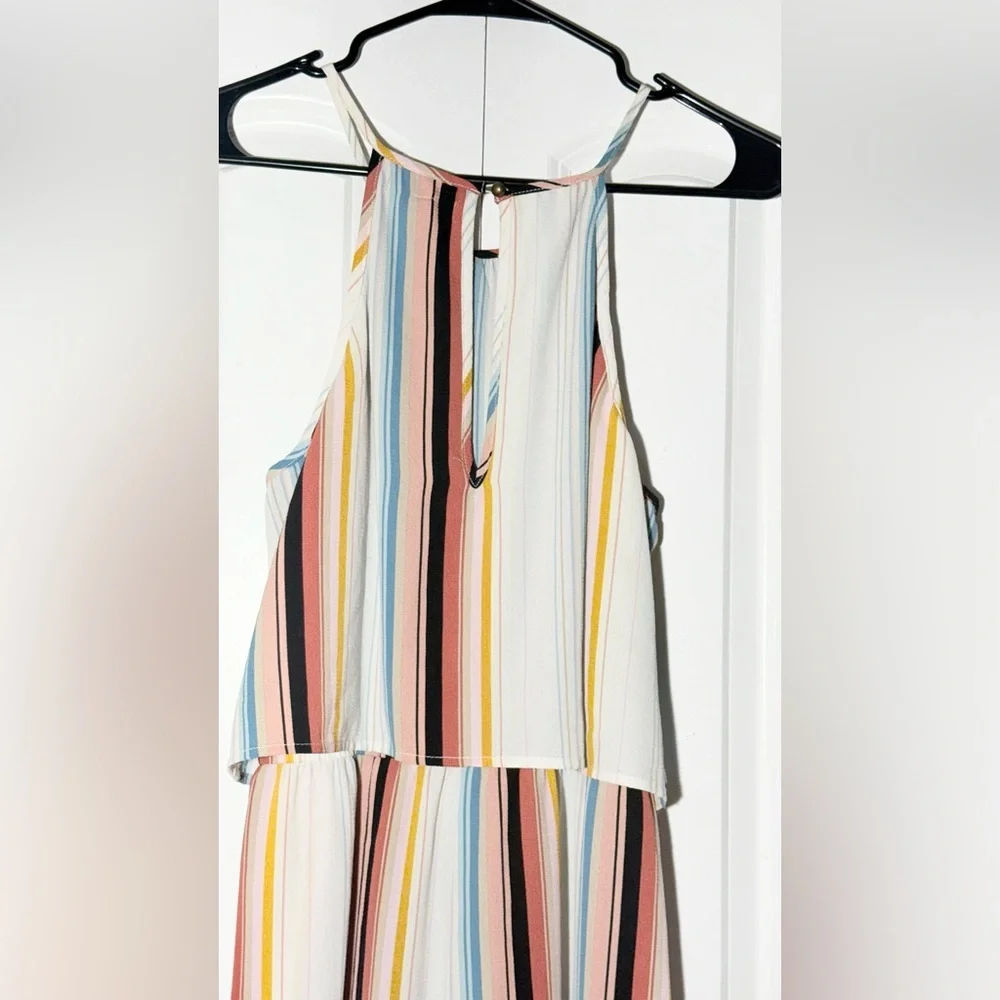 Speechless Romper Jumpsuit Size M Striped Halter Tie Front Wide Leg Boho - Picture 6 of 8